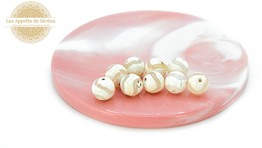 perle agate blanche 10mm