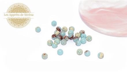 30 Perles 6mm lisses en jaspe aqua terra synthétique