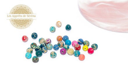 30 Perles lisses 6mm en jaspe impériale multicolore