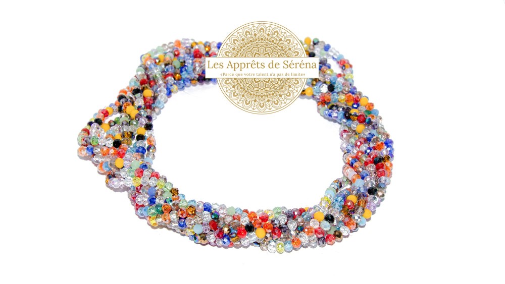 50 Perles abaques verre à facettes 4x3mm multicolores