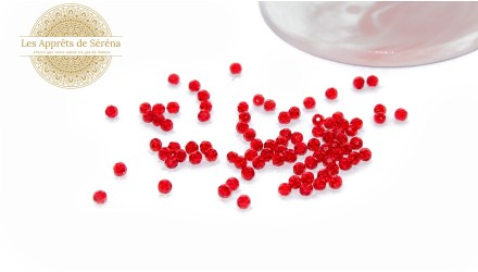 Perles verre abaques à facettes 4x3mm rouge transparent