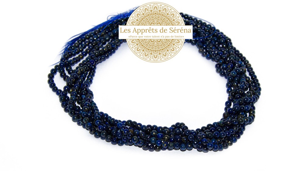 50 Perles lisses 4x2mm en lapis lazuli naturel Grade A