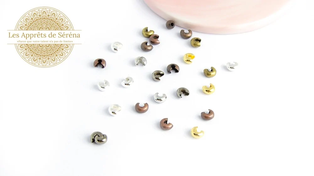 Caches perles à écraser 4mm mélange de couleurs
