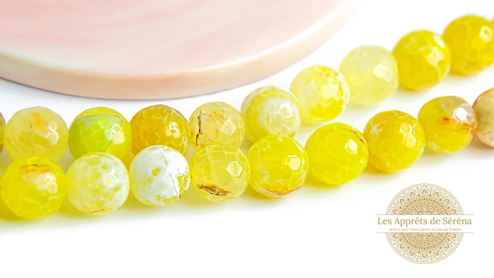 Perles à facettes 10mm agate naturelle teintée jaune