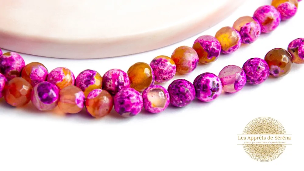 30 Perles à facettes 6mm en agate de feu sorbet