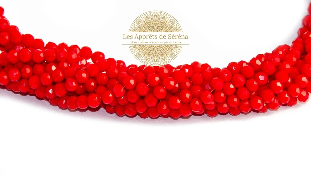 Perles abaques à facettes 3x2mm rouges