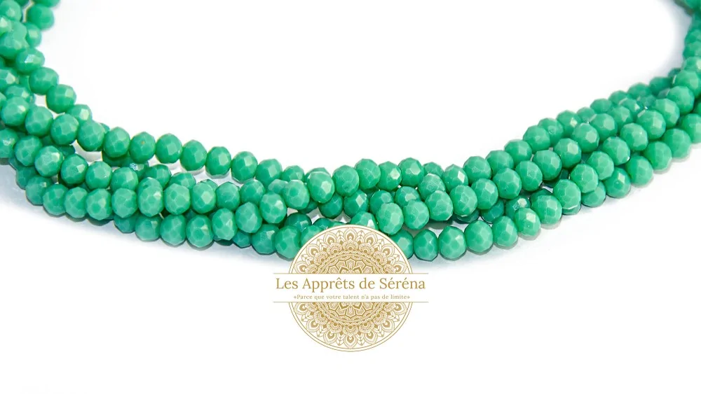 Perles abaques à facettes 3x2mm vert aigue marine