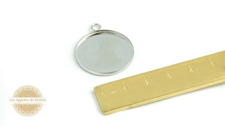 cabochon 25mm argent médaillon pour collier. Apprêts bijoux