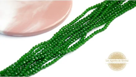 Perles abaques à facettes 3x2mm vert avocat