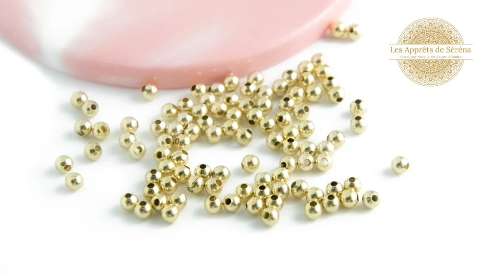 Perles acier plaqué or 24k rondes 4mm